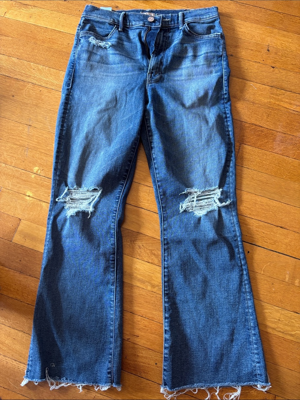 MOTHER  Blue Women's Distressed Flare Jeans